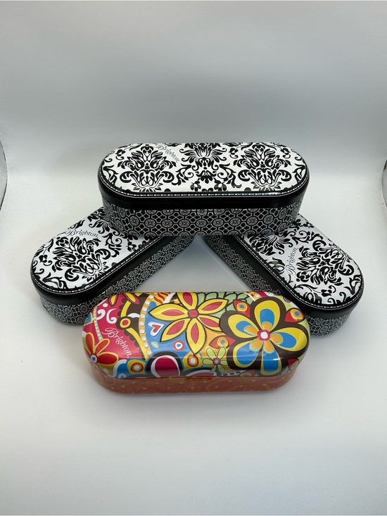 Brighton Accessories - Brighton Floral Sunglass Tins Cases Qty 4 Multicolor Black & White 6.5" x 2.5"